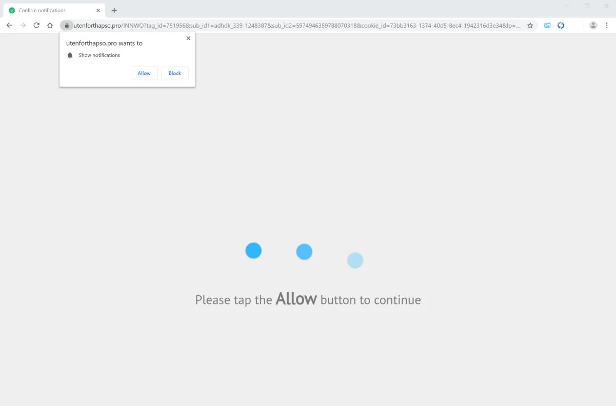 How to remove Utenforthapso.pro pop-up ads (Virus Removal Guide) 1 Image: Chrome browser is redirected to Utenforthapso.pro