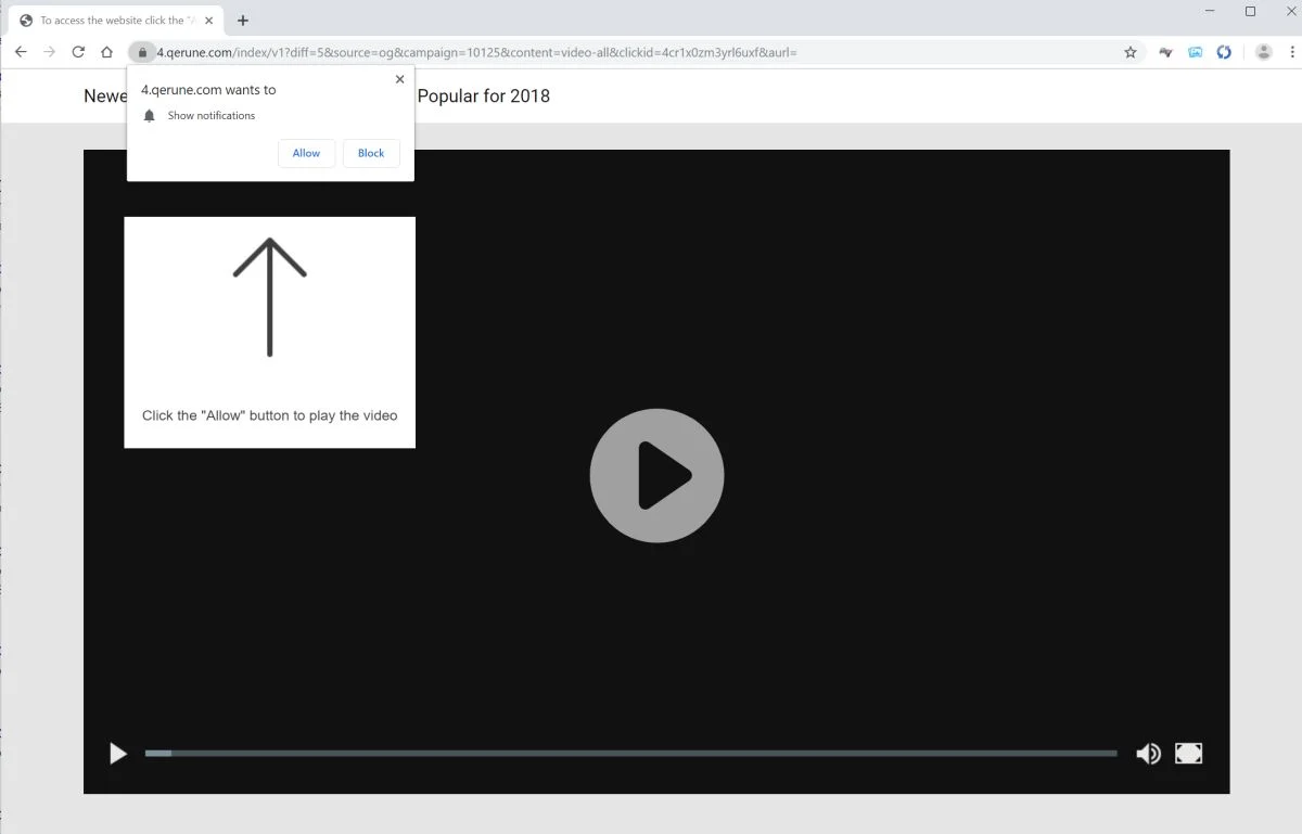 How to remove Qerune.com pop-up ads (Virus Removal Guide) 1 Image: Chrome browser is redirected to Qerune.com
