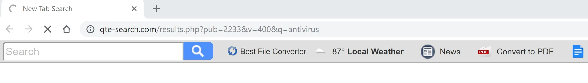 Image: Google Chrome is redirected to Qte-search.com