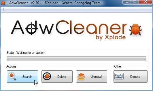 [Image: AdwCleaner scanning for Value Apps popup virus]