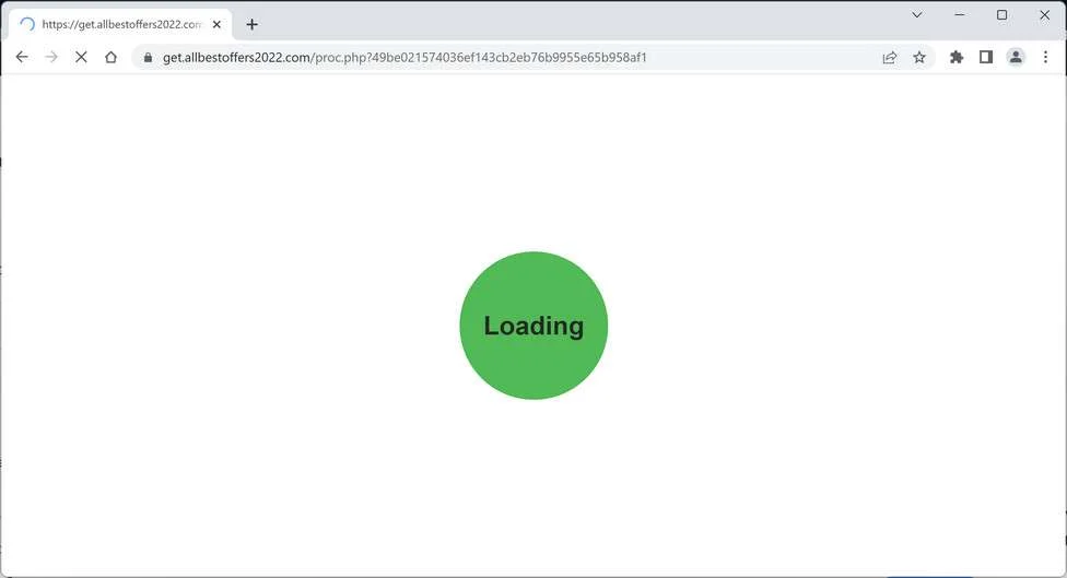 Image: Chrome browser is redirected to the Allbestoffers2022.com site