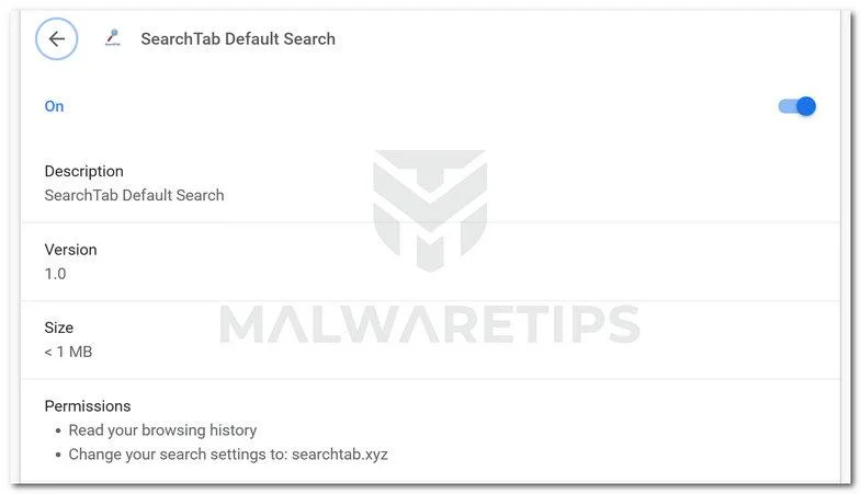 Remove SearchTab Search redirect (Virus Removal Guide) 1 Image: SearchTab Chrome Extension