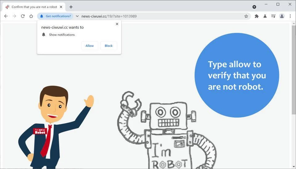 Image: Chrome browser is redirected to News-ciwuwi.cc