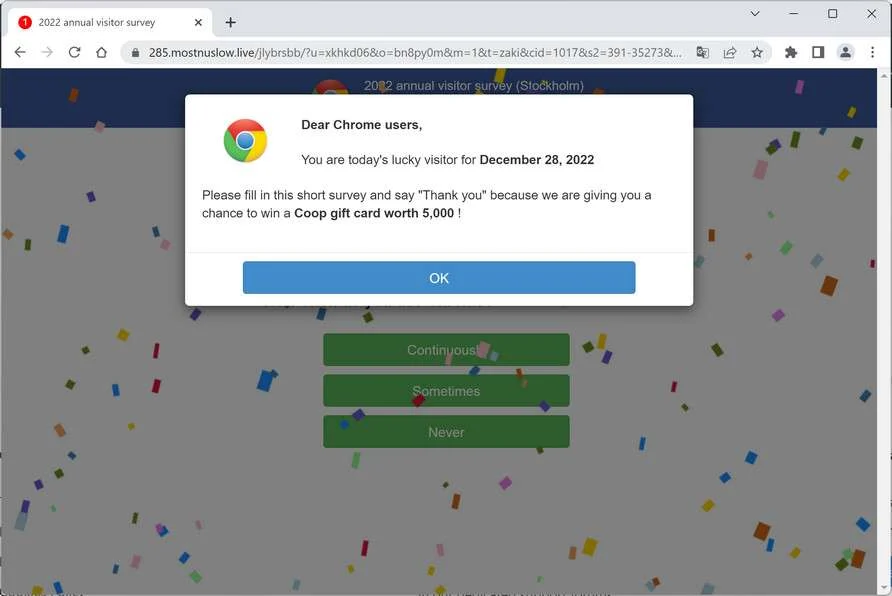 Image: Mostnuslow.live Fake Amazon Loyalty Program Survey