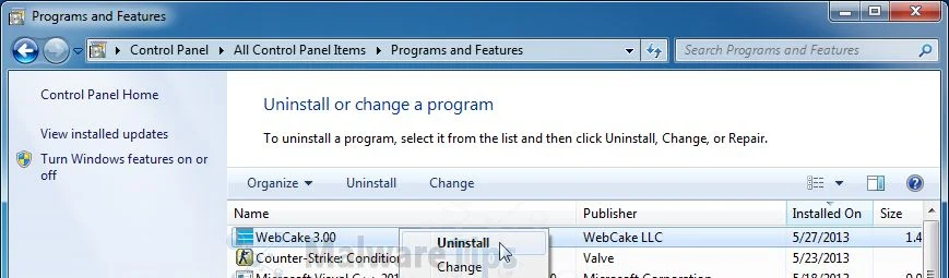 [Image: Uninstall See Similar program from Windows]