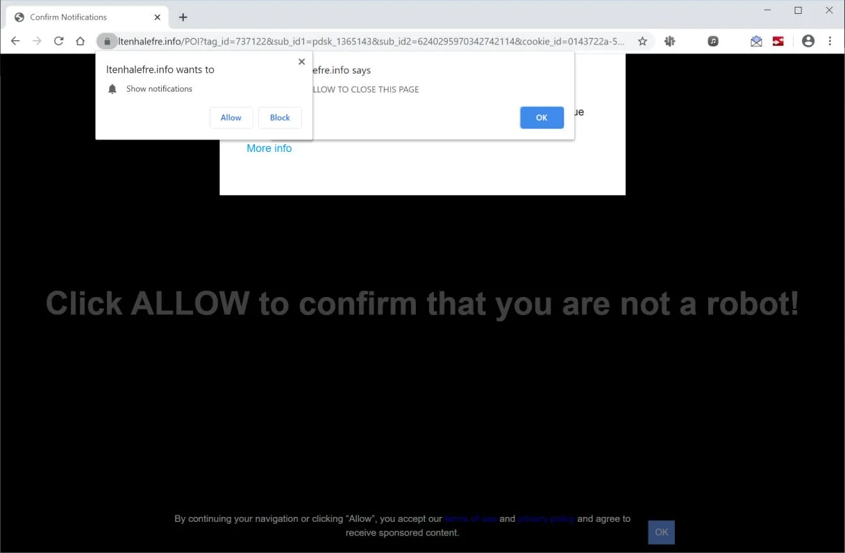 Remove Ltenhalefre.info pop-up ads (Virus Removal Guide) 1 Image: Chrome browser is redirected to Ltenhalefre.info