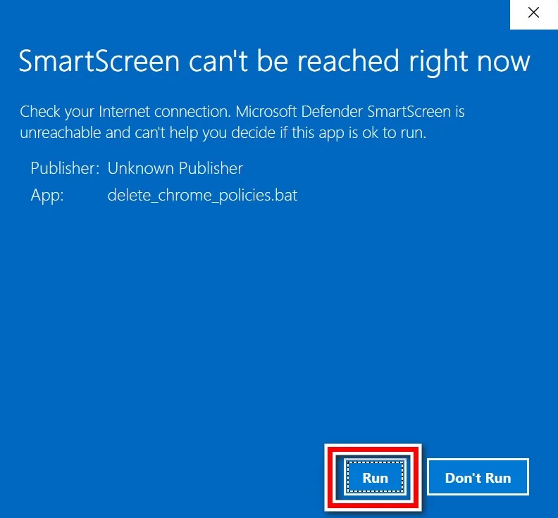 Chrome Policy Remover script running in Command Prompt