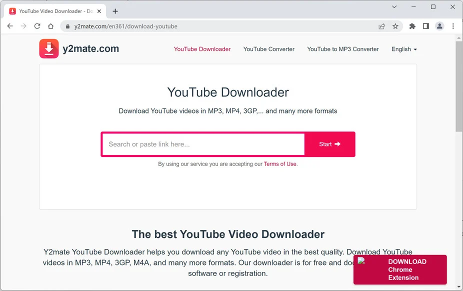 Image: Chrome browser is redirected to Y2Mate.com