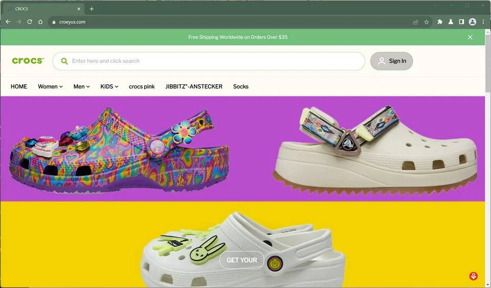Croeyus.com fake crocs site