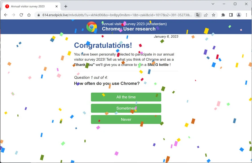 Image: Ersolpick.live Fake Amazon Loyalty Program Survey