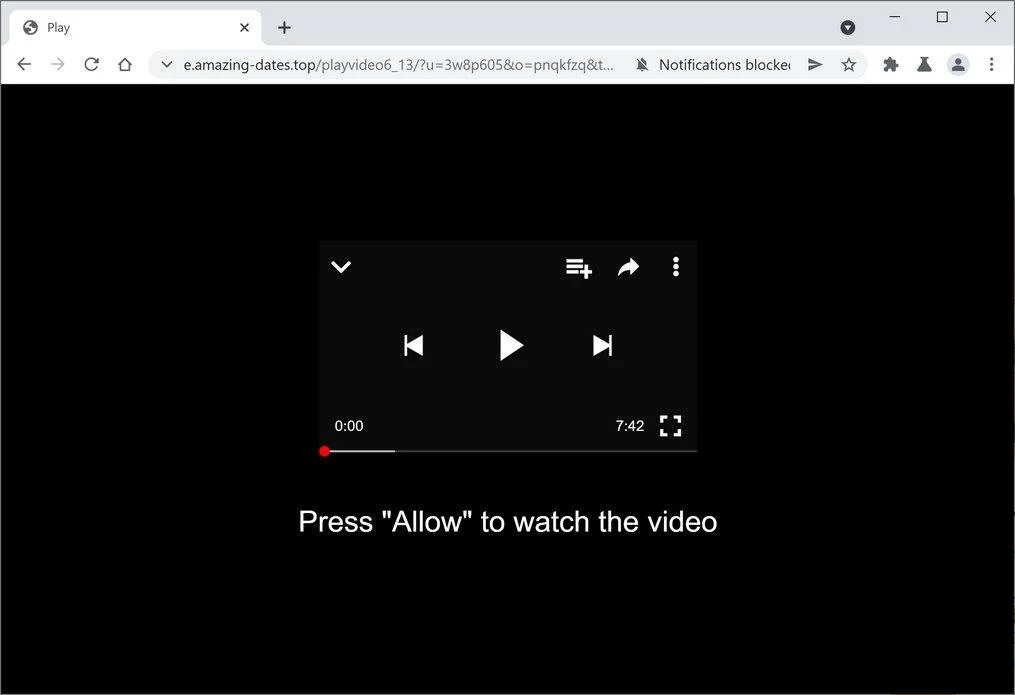 Image: Chrome browser is redirected to Amazing-dates.top