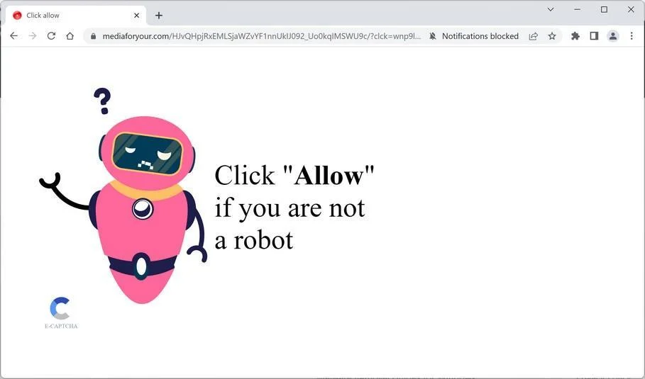 Image: Chrome browser is redirected to Mediaforyour.com
