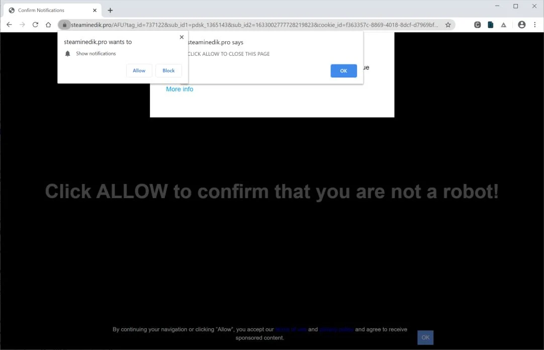 Remove Steaminedik.pro pop-up ads (Virus Removal Guide) 1 Image: Chrome browser is redirected to Steaminedik.pro