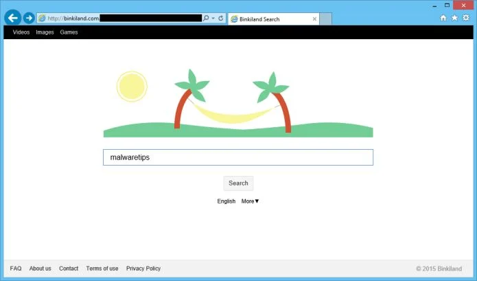 Binkiland Search redirect virus