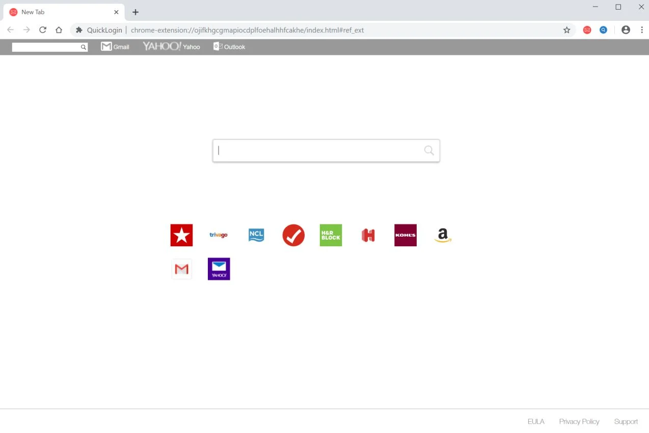Image: Google Chrome is redirected to QuickLogin Search