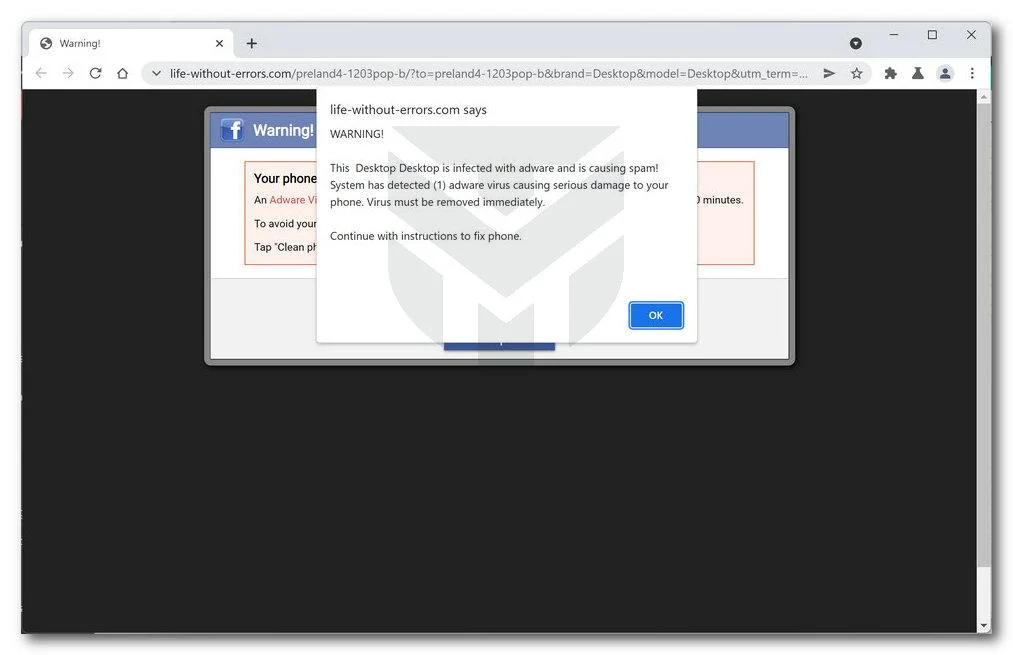 Remove Life-without-errors.com scam (Virus Removal Guide) 1 Image: Life-without-errors.com browser redirect