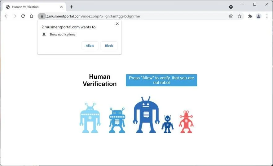 Remove Musmentportal.com pop-up ads (Virus Removal Guide) 1 Image: Chrome browser is redirected to Musmentportal.com