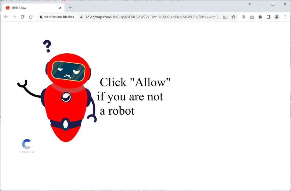 Image: Chrome browser is redirected to Advtgroup.com