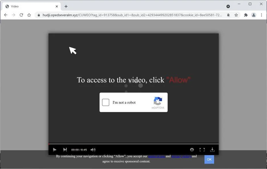 Image: Chrome browser is redirected to Opedseveralm.xyz