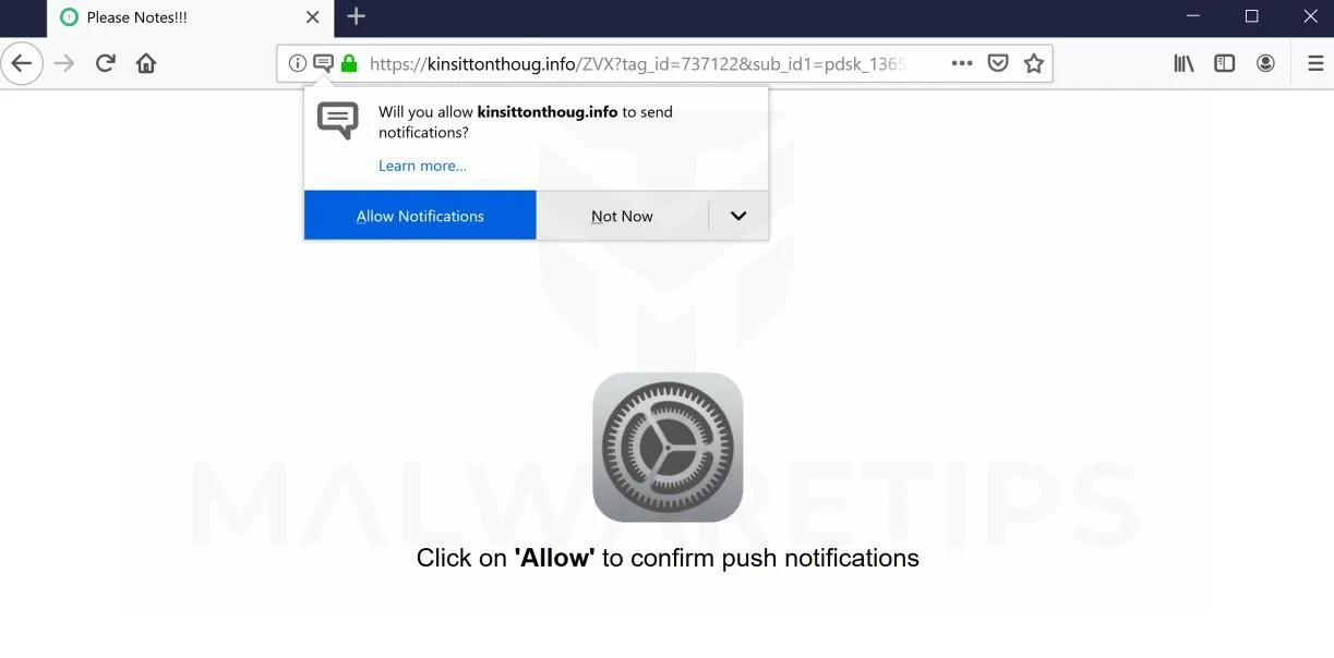 Image: Click on Allow to confirm push notifications Scam