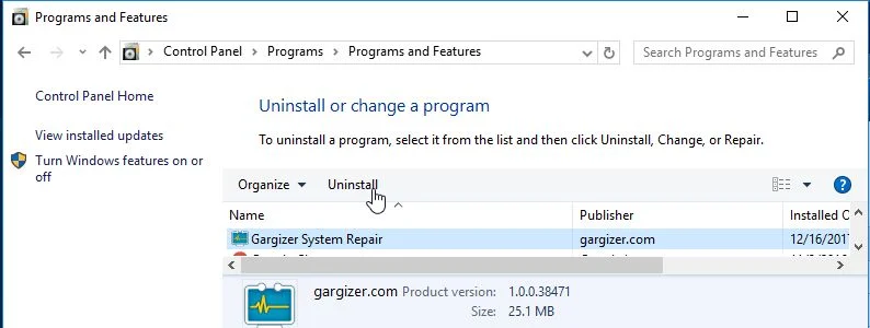 How to remove GarGizer System Repair (Virus Removal Guide) 6 Uninstall GarGizer System Repair adware
