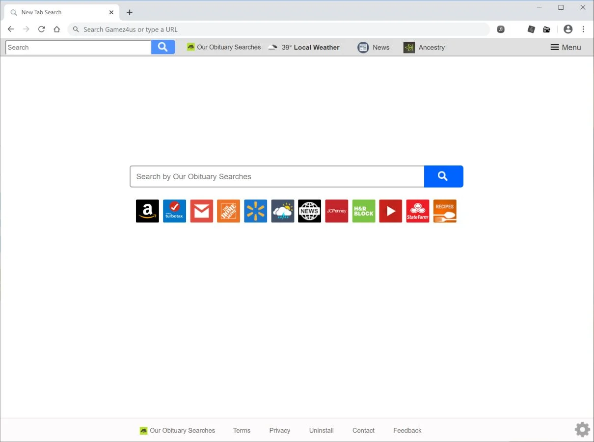 Remove Our Obituary Searches redirect (Virus Removal Guide) 1 Image: Chrome browser is redirected to Our Obituary Searches