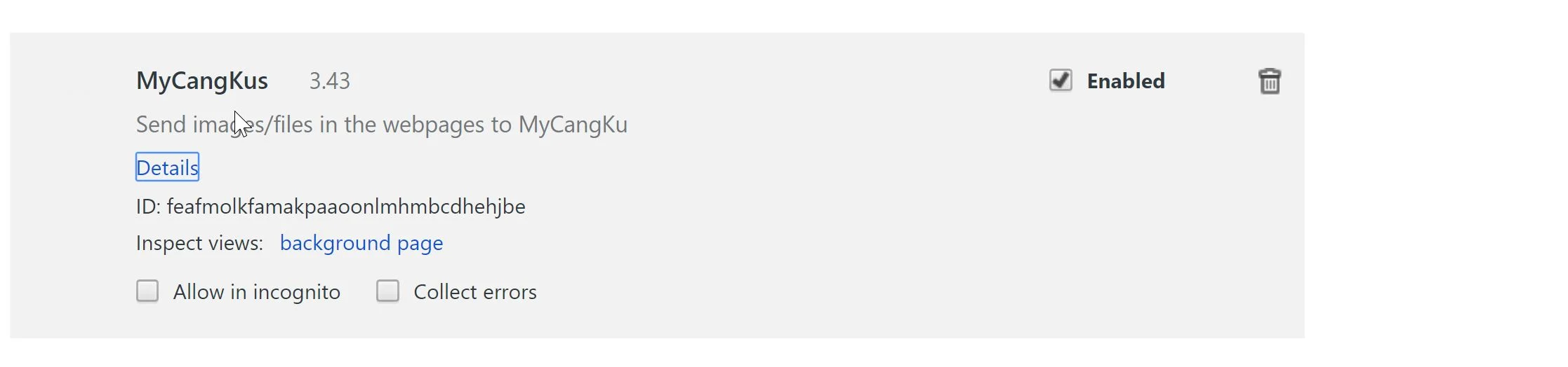 MyCangKus 3.43 Chrome Extension Virus