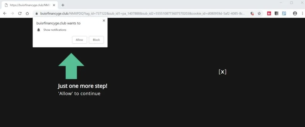 How To Remove "Just one more step! Allow to continue" Pop-up Scam 1 Just one more step Allow to continue Scam Virus