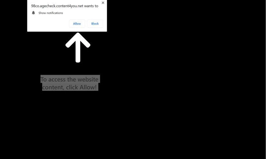 Image: Chrome browser is redirected to Content4you.net