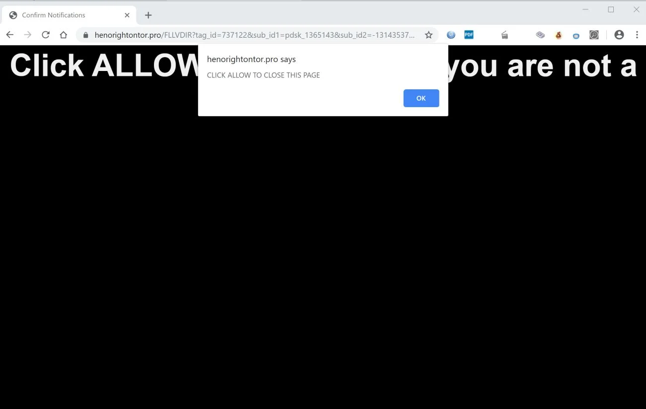 How to remove Henorightontor.pro pop-up ads (Virus Removal Guide) 1 Image: Chrome browser is redirected to Henorightontor.pro