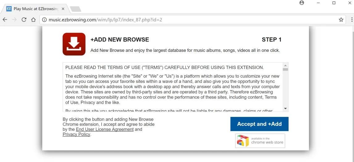 music.ezbrowsing.com redirect virus