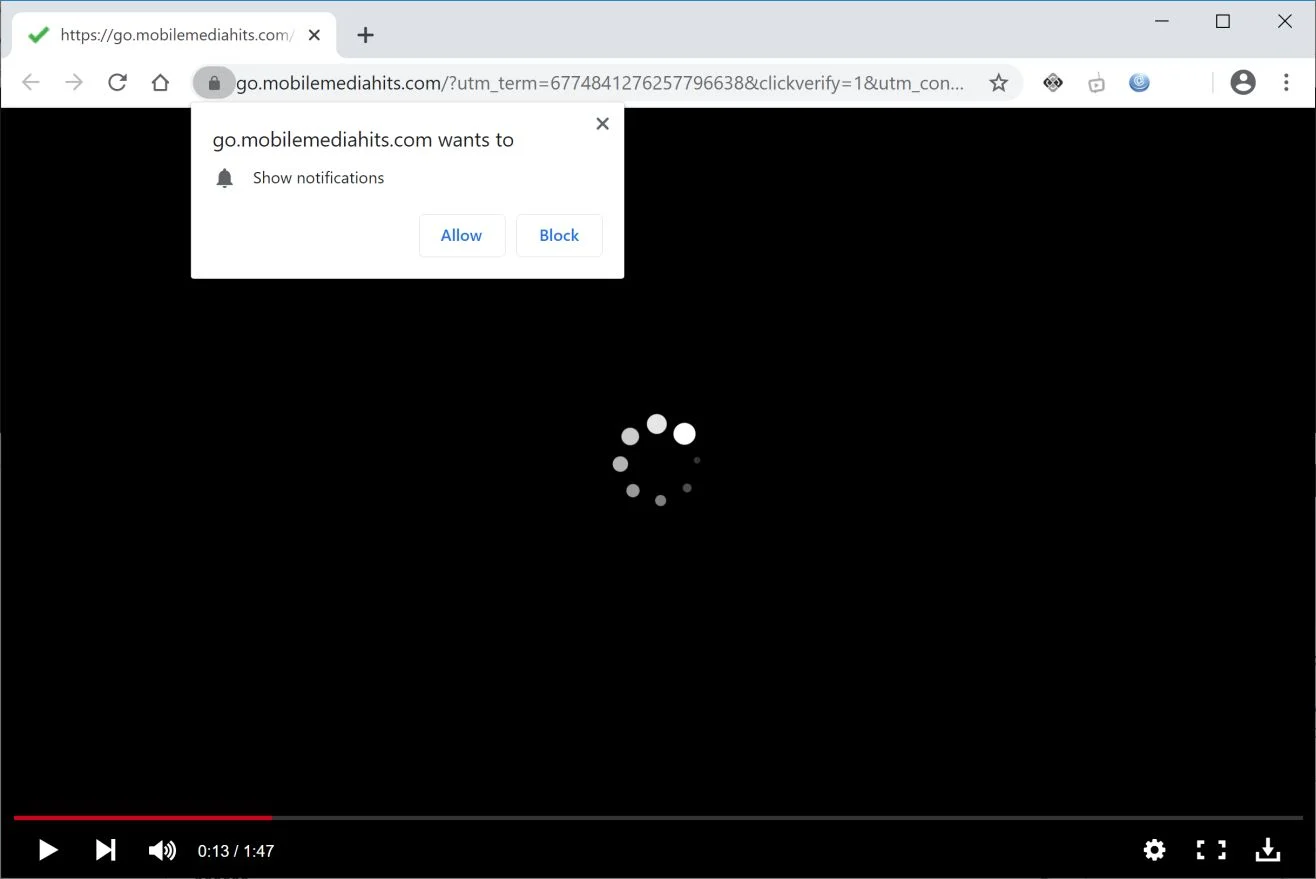 Remove Go.mobilemediahits.com pop-up ads (Virus Removal Guide) 1 Image: Chrome browser is redirected to Go.mobilemediahits.com
