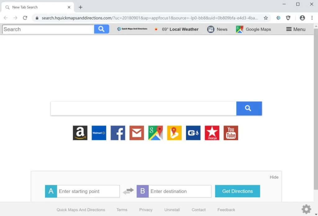 Quick Maps And Directions New Tab Search virus