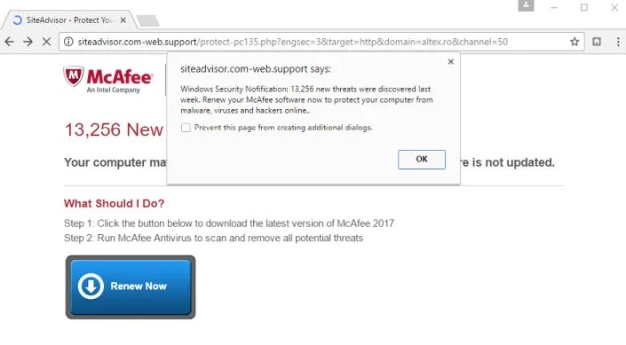 Siteadvisor.com-web.support virus