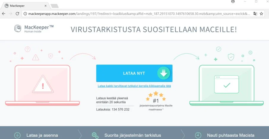 redirect to mackeeperapp.mackeeper.com adware