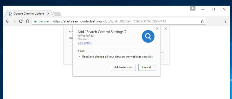 Search Control Settings Chrome extension virus