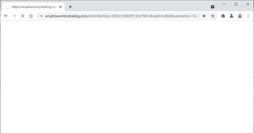 Remove Eruptneuroticstealing.com redirect (Virus Removal Guide) 1 Image: Chrome browser is redirected to Eruptneuroticstealing.com