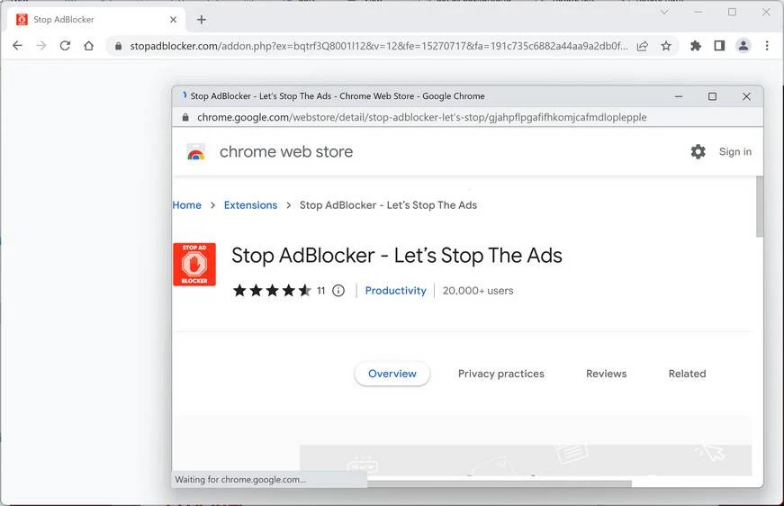Image: Stop AdBlocker Chrome Extension