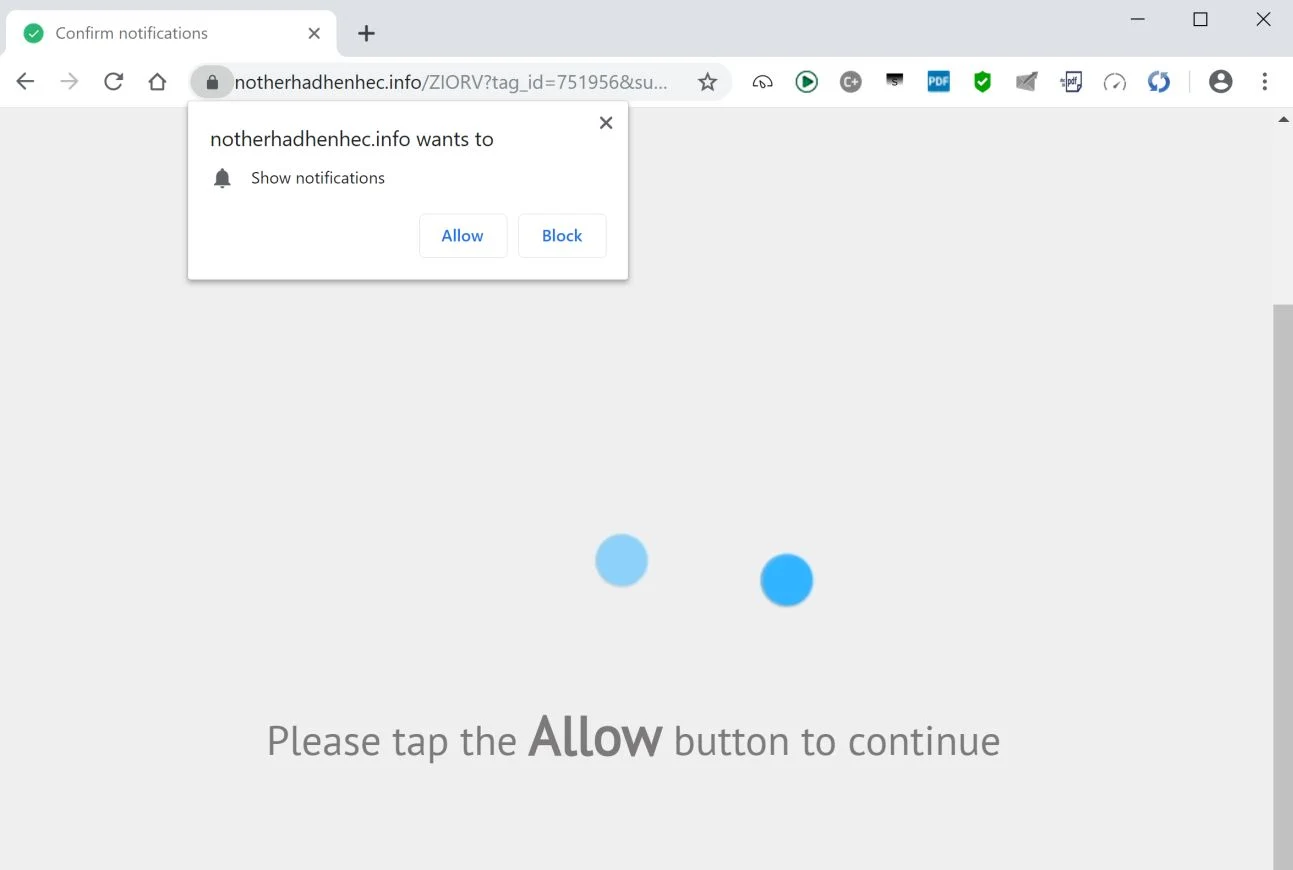 Remove Notherhadhenhec.info pop-up ads (Virus Removal Guide) 1 Image: Chrome browser is redirected to the Notherhadhenhec.info site