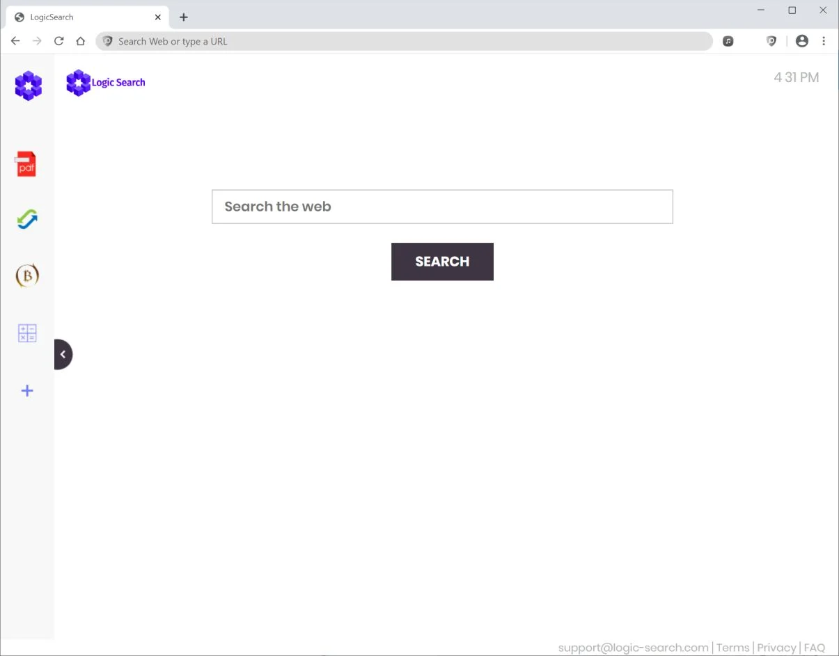 Image: Chrome browser is redirected to logic-search.com