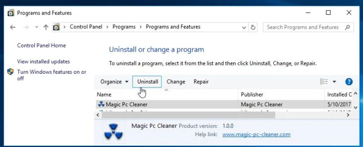Uninstall Magic PC Cleaner