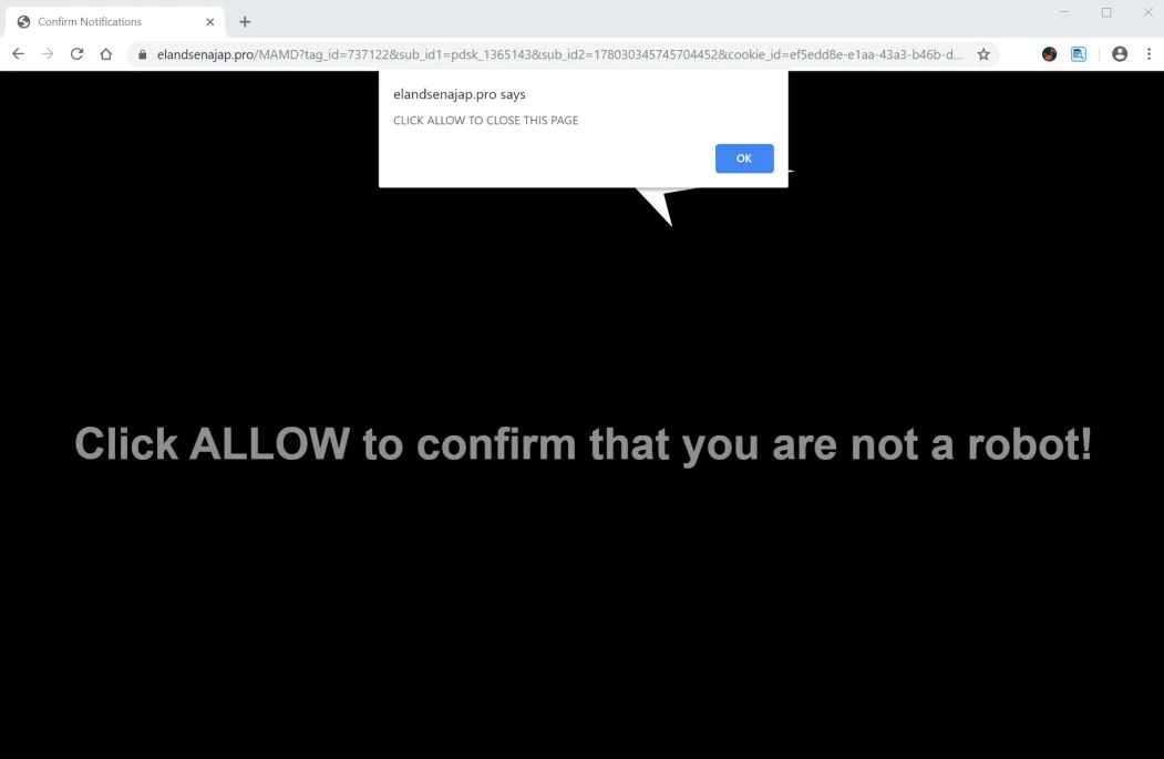 Image: Chrome browser is redirected to Elandsenajap.pro