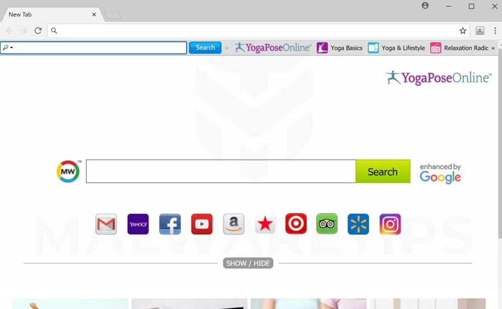 YogaPoseOnline New Tab YogaPoseOnline toolbar