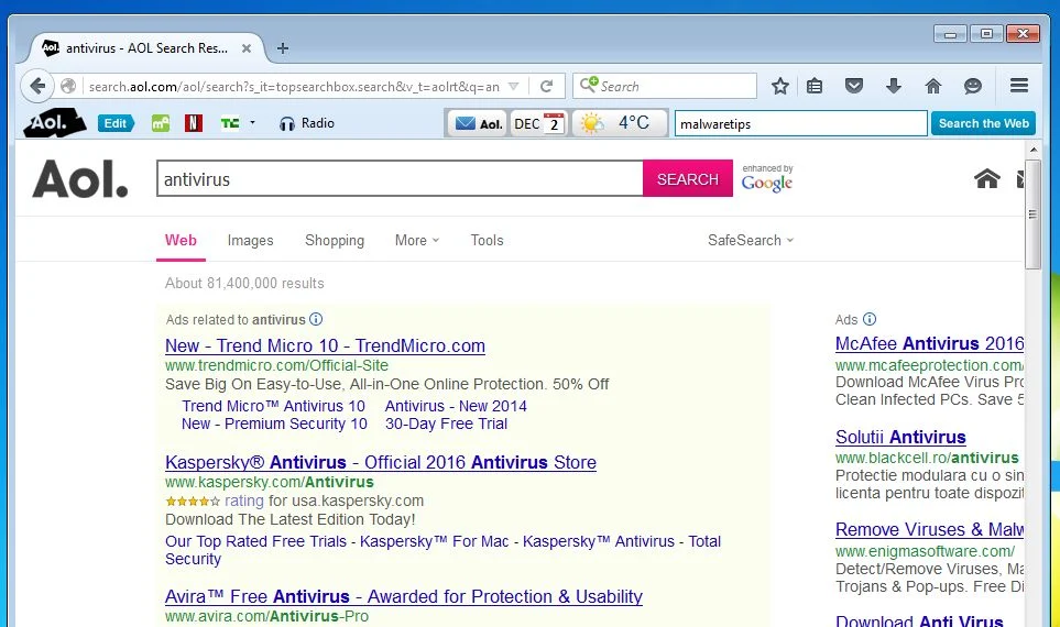 Search.aol.com redirect