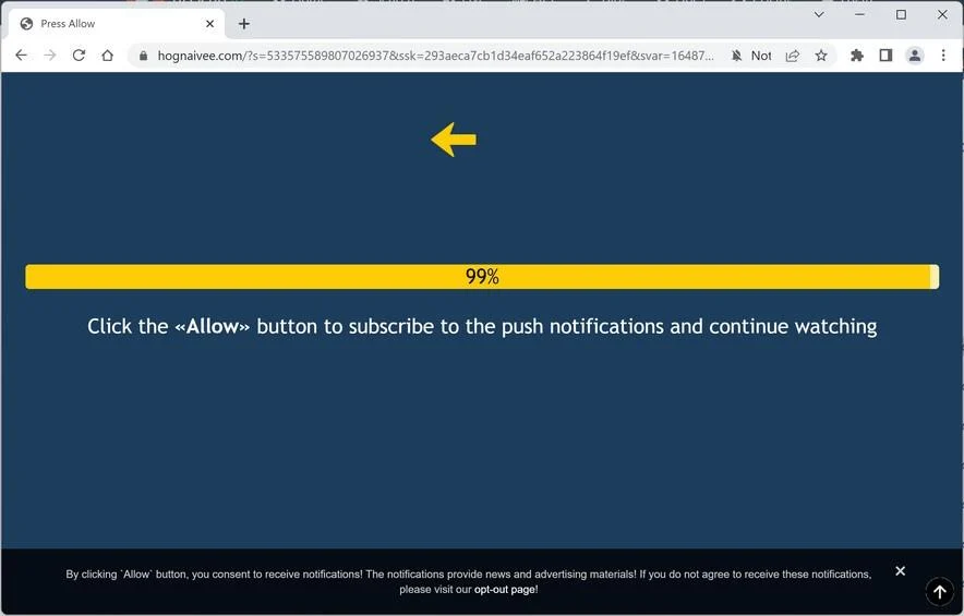 How to Remove Hognaivee.com Pop-up Ads (Virus Removal Guide) 1 Image: Chrome browser is redirected to Hognaivee.com