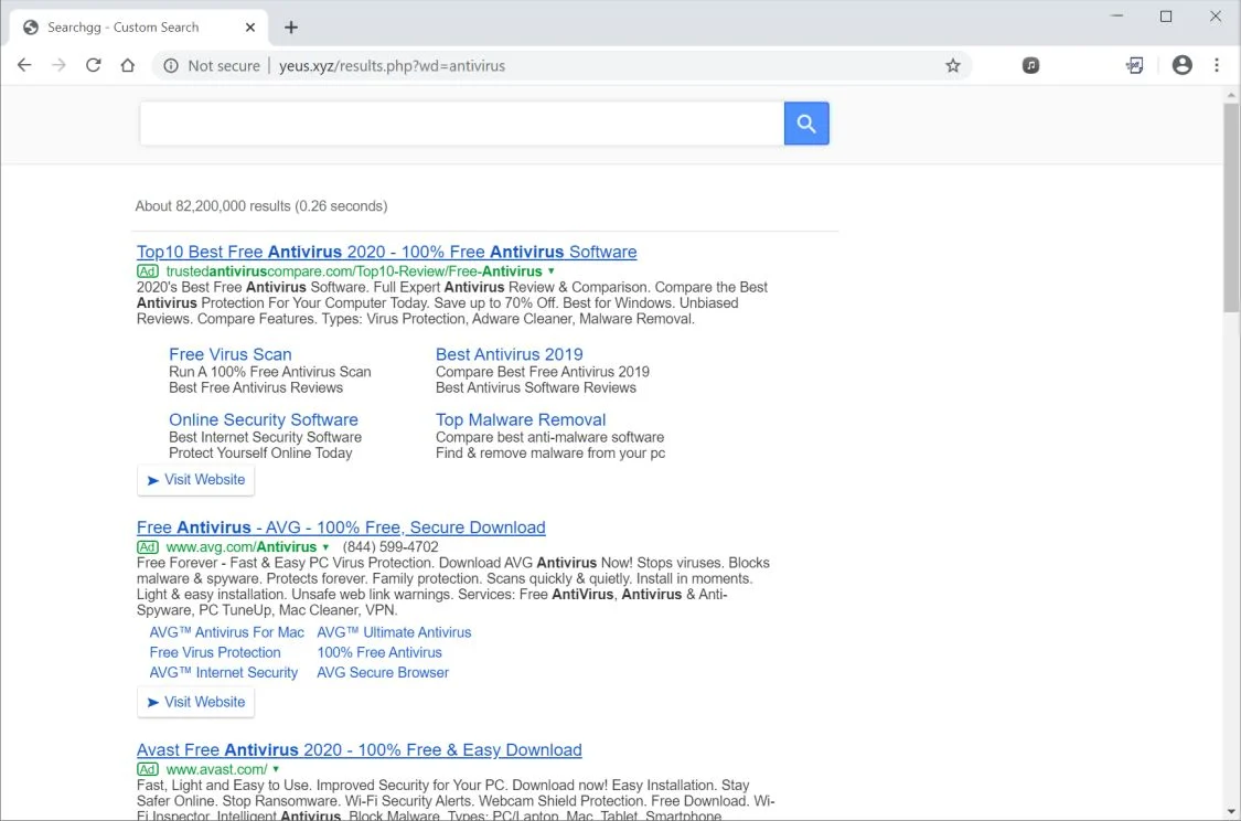 How to remove Yeus.xyz redirect (Virus Removal Guide) 1 Image: Chrome browser is redirected to Yeus.xyz