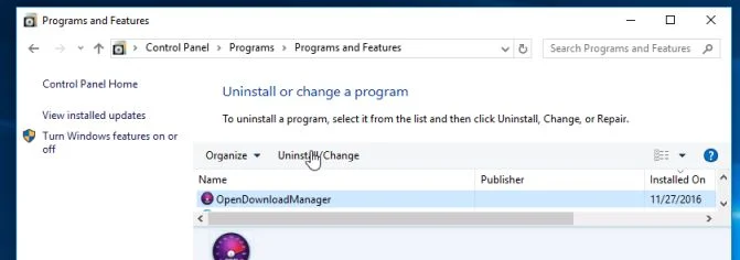 Uninstall Open Download Manager