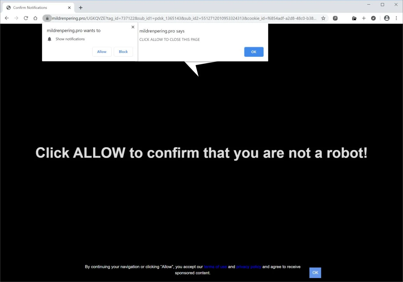 How to remove Mildrenpering.pro pop-up ads (Virus Removal Guide) 1 Image: Chrome browser is redirected to Mildrenpering.pro