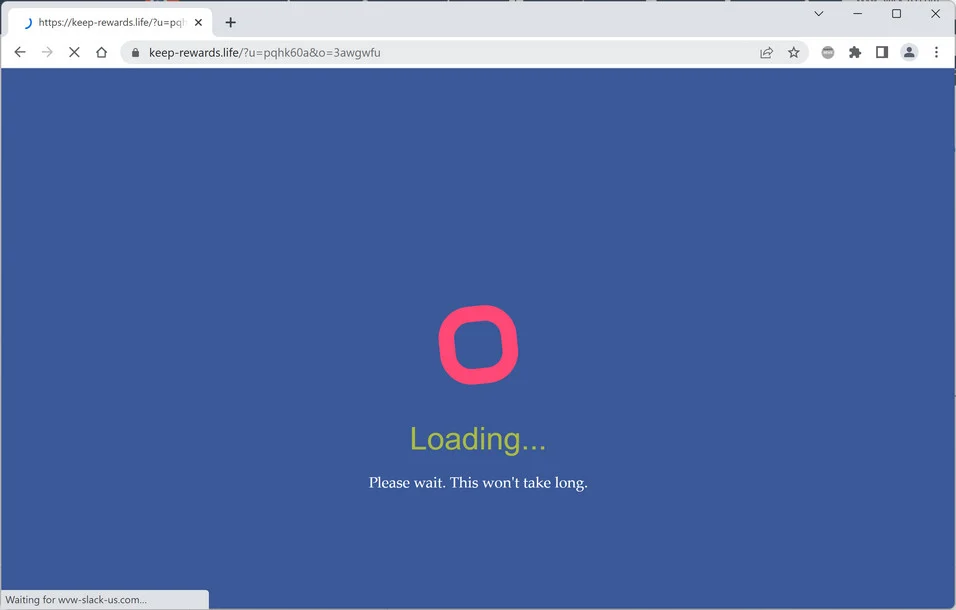 Image: Chrome browser is redirected to Keep-rewards.life