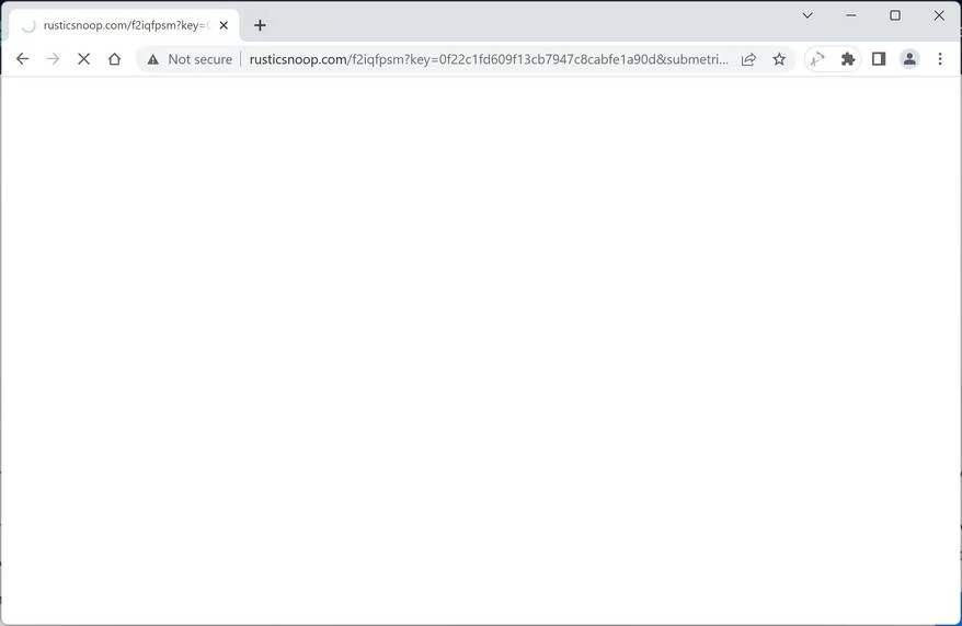 Image: Chrome browser is redirected to Rusticsnoop.com